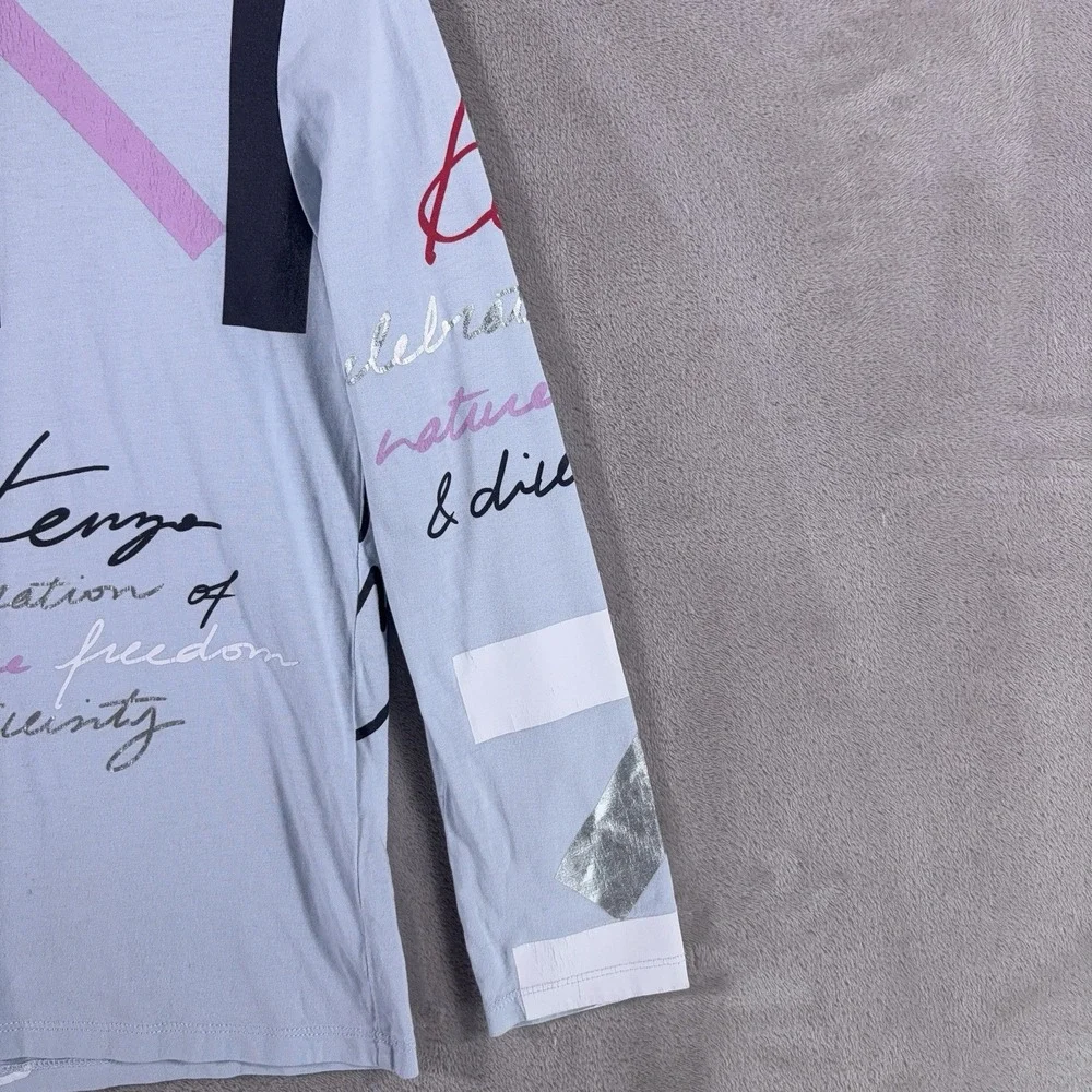 Kenzo Kids Long Sleeve Shirt Girls 12A/150 Blue Tiger Graphic Logo Designer Top